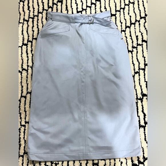 Vintage Thierry Mugler Women’s Belted Wool Pencil Skirt Sky Blue 40 4 S - Picture 3 of 7